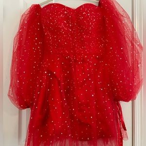 Womans size 10 SATSWTIY red sparkly dress